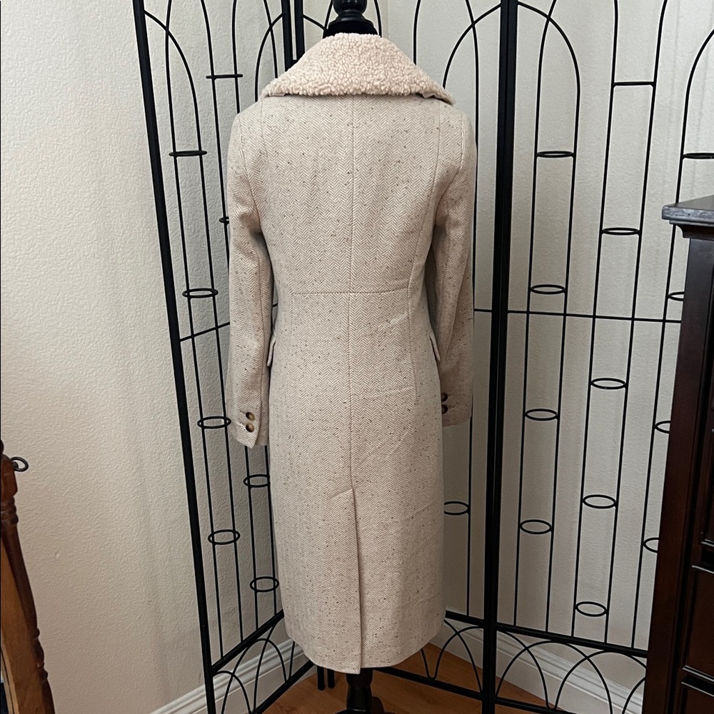 Topshop Cream Double-Breasted Women's wool blend Trench Coat - Picture 3 of 6